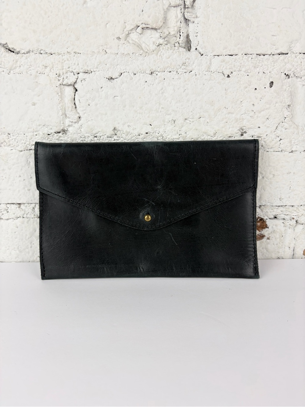 Parker Clay Abeba Black Leather Envelope Clutch Bag